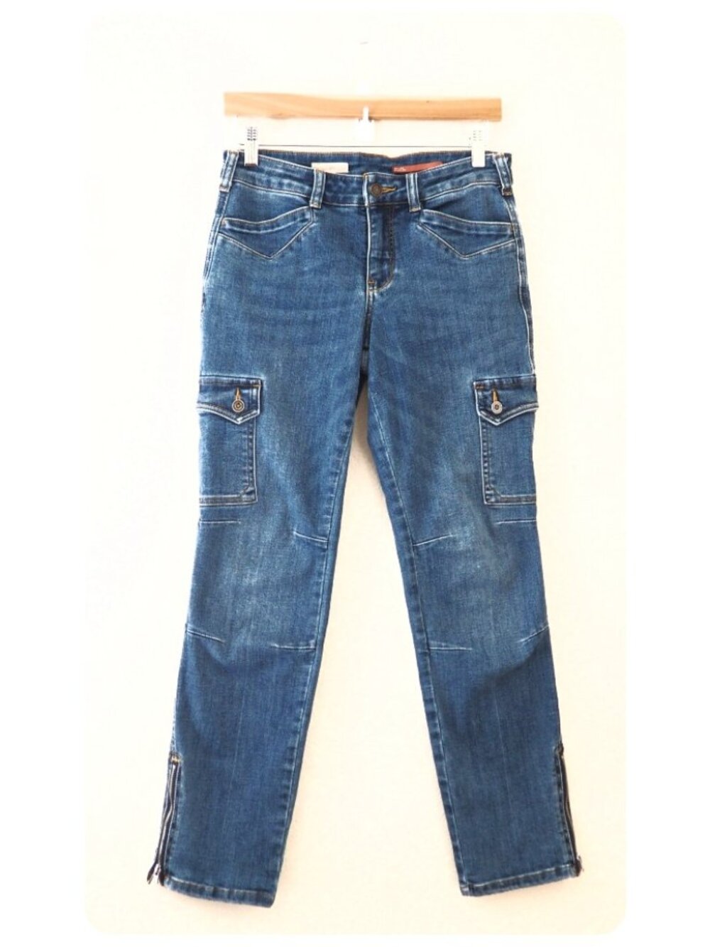 Anthropologie Pilcro & Letterpress Slim Cargo Jeans with Zipper Hem sz 27